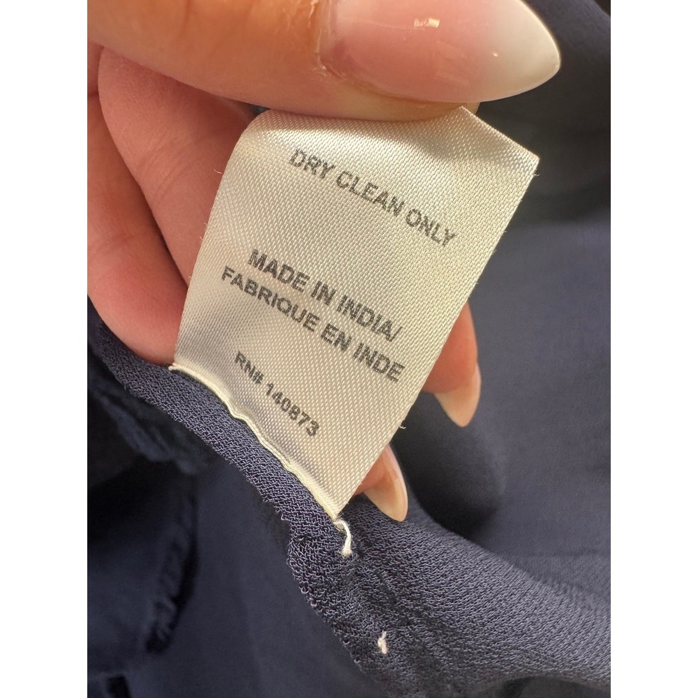 LoveShackFancy Dress Womens M Navy Blue Pre-Owned Ruffle Lace Hem Mini Dress - Picture 7 of 12